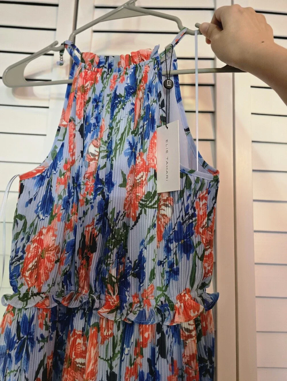 NWT Elie Tahari The Morgan Midi Dress Floral Pleated Halter in size Small - Picture 16 of 17
